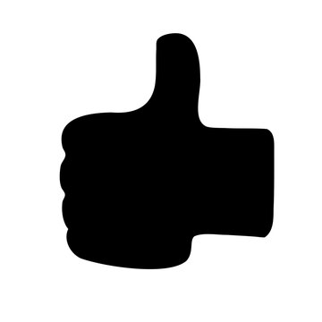 Simple black thumbs-up icon - Minimalist thumbs-up icon in solid black color, ideal for approval or positive feedback in designs and presentations.