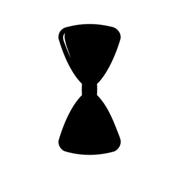 Hourglass icon with black sand timer - Minimalist black hourglass icon representing time tracking or waiting concept in a clean style.