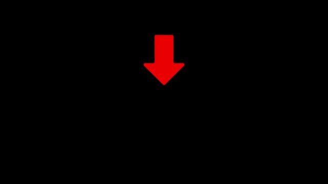 Red arrow pointing down animation on black background, for ui and, navigation direction