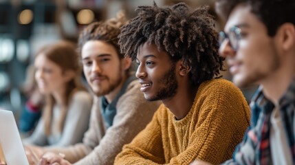 Obraz premium Diverse group of students studying together