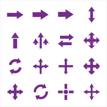 Purple arrows icons set