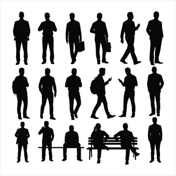 Black silhouettes of people in various poses