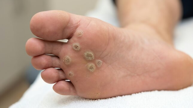 Close-up of Foot with Corns and Calluses.