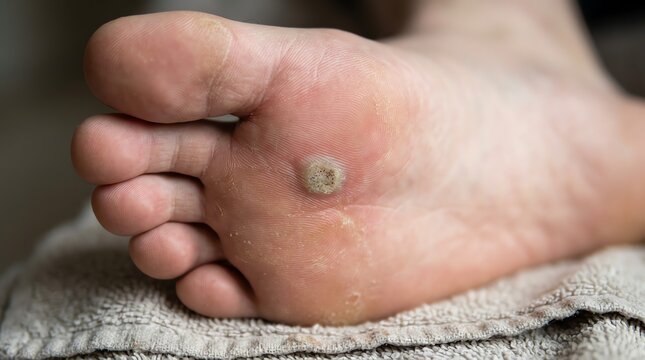 Close-up of Foot with Corn and Skin Condition.