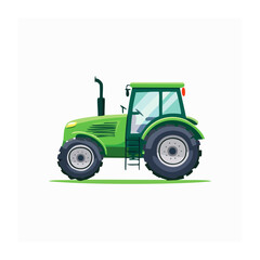 Naklejka premium Cartoon green tractor side view
