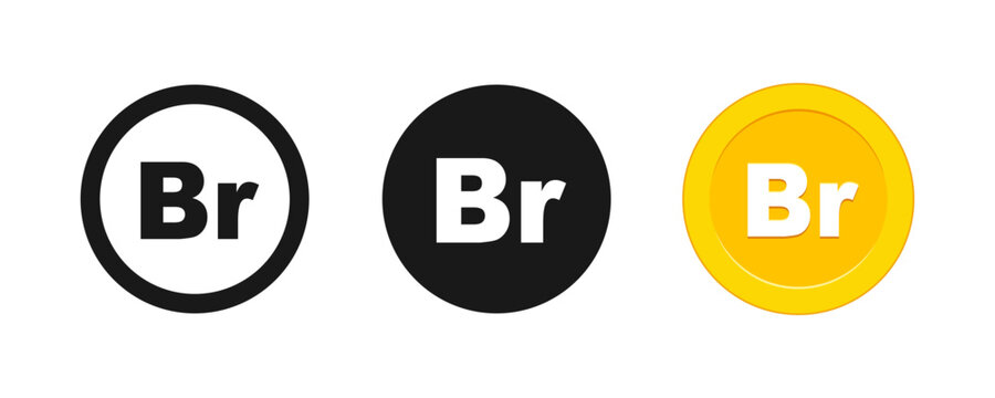 Ethiopian Birr and Belarusian Ruble Br Currency Symbol Coin Icon Vector Set
