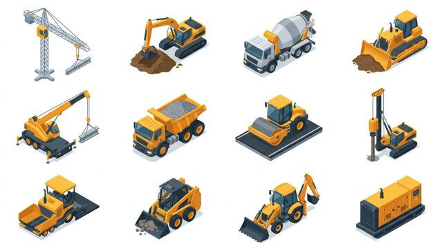 Construction Machinery Set Collection.