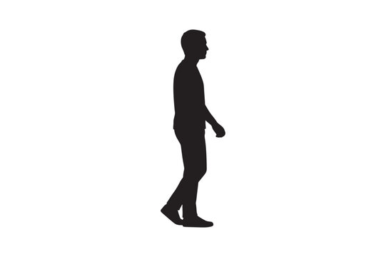 Man walking silhouette against a white background