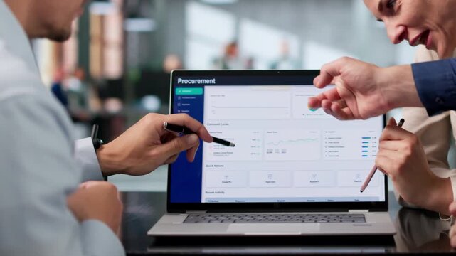 Procurement Manager Leads Diverse Team Discussing E-procurement Software