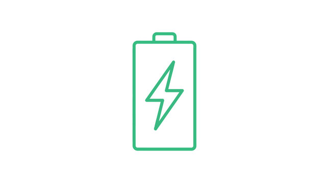 Line icon of a battery with a charge symbol