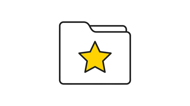Line icon of a folder with a star