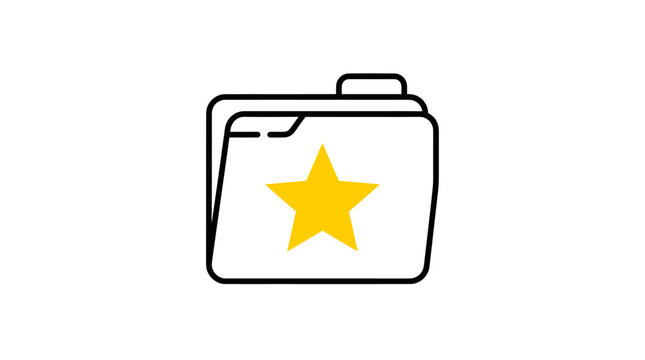 Line icon of a folder with a star