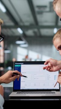 Procurement Manager Leads Diverse Team Discussing E-procurement Software