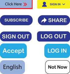 Fototapeta premium Colorful Web Buttons for User Interface Sign In and Subscribe Actions