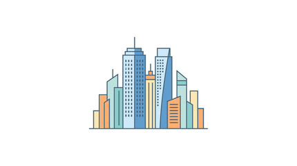 Obraz premium Modern City Skyline with Tall Buildings, Flat Vector Illustration