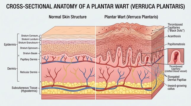 Cross-Sectional Anatomy of a Plantar Wart Verruca Plantaris.