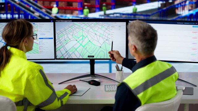Logistics Coordinators Monitoring Fleet Routing