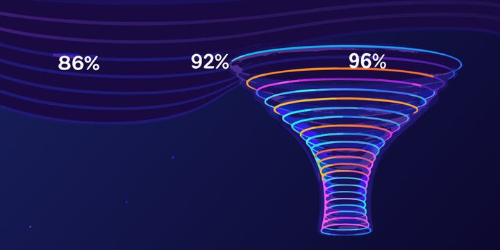 Coiled spring with percentage labels vibrant vector illustration