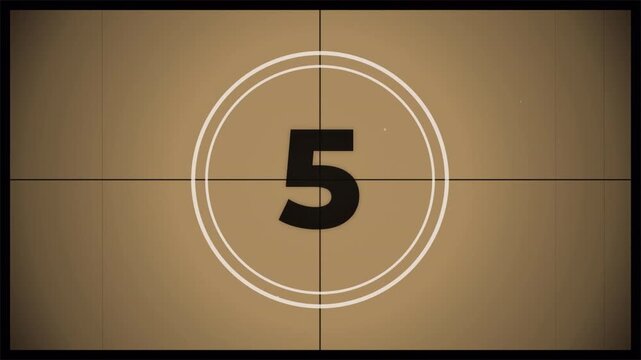 Vintage film leader countdown timer from ten to zero, retro cinematic intro sequence 4k video