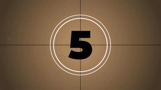 Vintage film countdown timer from 10 to 0, retro cinematic leader sequence 4k video