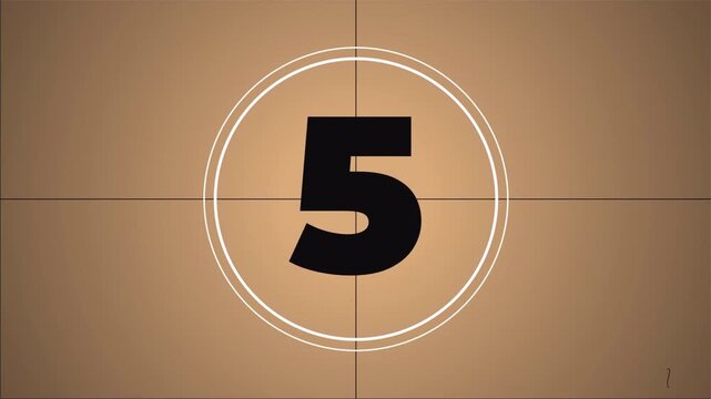Vintage film countdown timer from 10 to 0, retro cinema movie leader 4k video