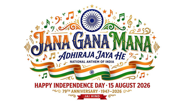 Jana gana mana adhiraja jaya he indian independence day 15 august 2026 79th anniversary celebration design