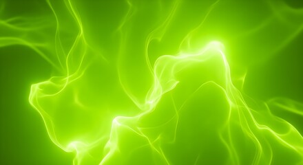 Obraz premium Vibrant neon green abstract smoke swirling elegantly across the dark frame creating a dynamic flow of glowing lines and soft ethereal light patterns for modern backgrounds