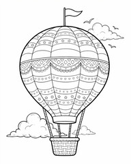 Naklejka premium Detailed hot air balloon coloring page for children
