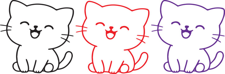 Cute Kawaii White Cat Vector © Sadika