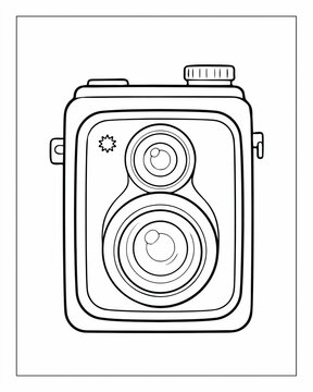 Vintage twin lens reflex camera coloring page for kids