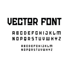 Obraz premium Modern techno vector font design with alphabet letters and typography