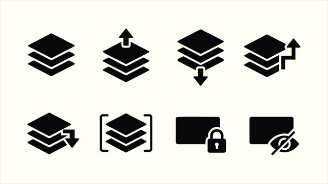Solid black graphic design layer interface UI web vector icon set