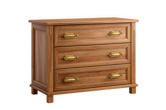 Light wood three-drawer dresser with round knobs