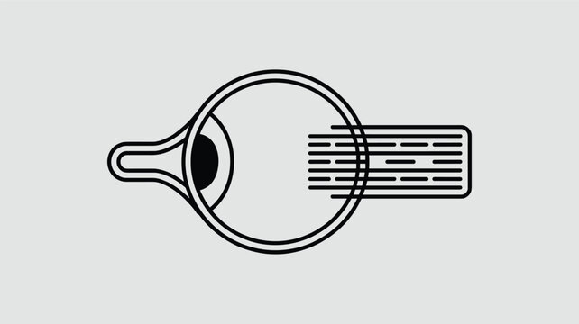 Minimalist black and white diagram illustrates a cross-section of the human eye and the path of light rays entering for optometry studies.