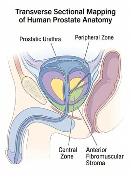 Detailed Transverse Section Mapping Illustrates Human Prostate Glands Internal Anatomy