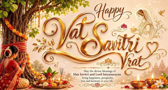 Indian women celebrating Vat Savitri Vrat, Vat Purnima (Pournima), Savitri Amavasya, Bargad Pooja, and the Banyan Tree Festival.