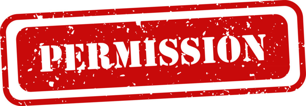 Red rubber stamp with permission text isolated on white background approval concept
