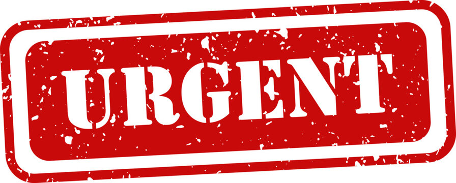 Distressed red urgent stamp graphic isolated on white priority notification seal for business and emergency communications