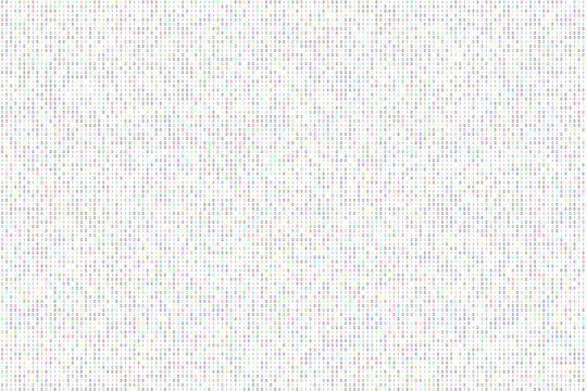 Colorful binary code pattern on white background representing digital technology and data processing