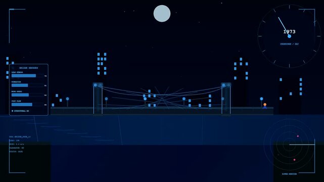 A digital visual representation of shared urban spaces showing interconnected lines and structural metrics displayed across a dark interface monitor with glowing circular scanning elements