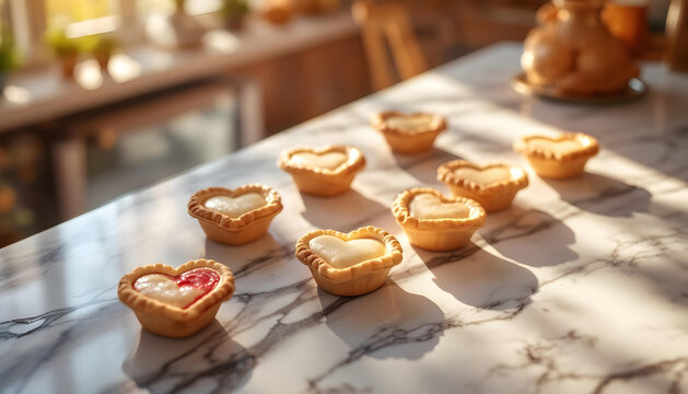 Mini heart pies cooling on tray