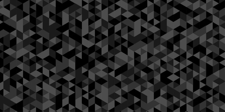 Black and gray randomly low polygon vector paper triangle creative diamond surface rectangle technology wallpaper background. Polygon mosaic triangle, business banner corporate background.
