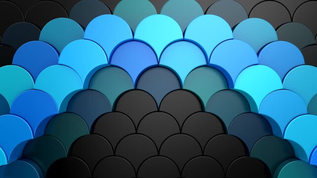 Geometric Shapes Form a Wave. Abstract motion, two color, 3d rendering, 4k resolution
