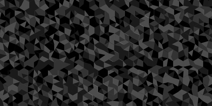 Modern abstract low polygon black and gray rectangle paper pattern background. minimal square lines print composed triangles. Black overlapping web business triangle banner background.
