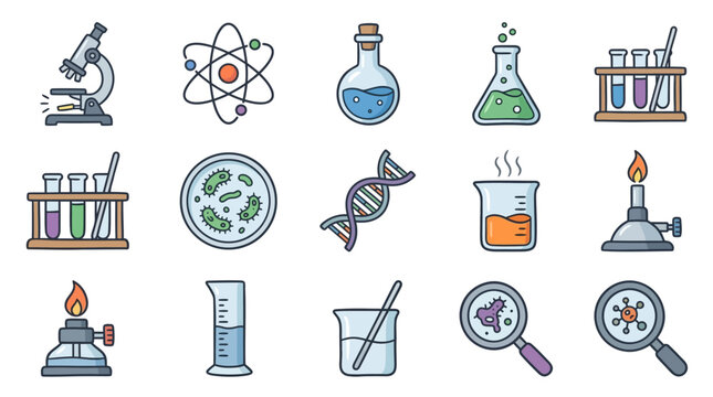 Science laboratory equipment and tools.