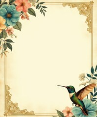 Obraz premium Beautiful Hummingbird and Floral Frame for Elegant Designs