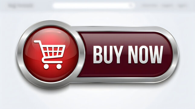 Red buy now button with a shopping cart icon for online store websites