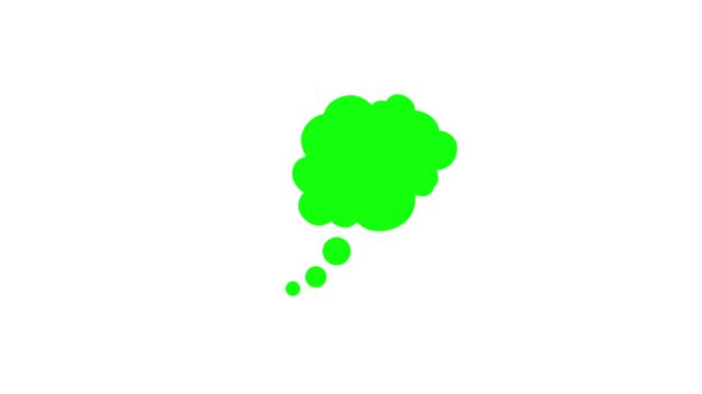 Dynamic thinking bubble animation on white background. Fast-moving thought bubbles with smooth motion and seamless loop effect.