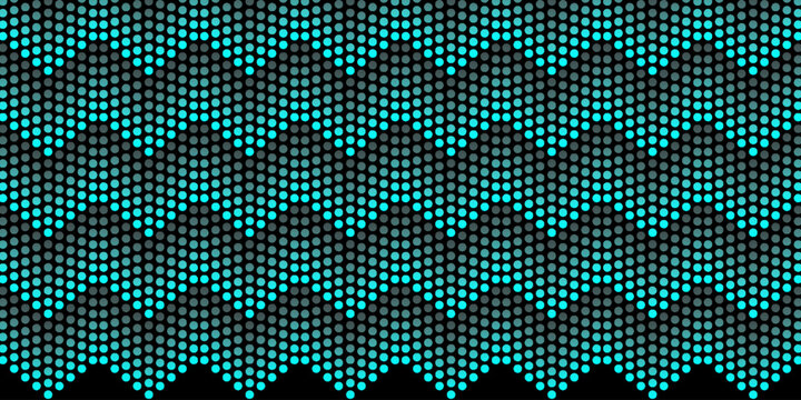 Abstract turquoise halftone zigzag pattern background with glowing dotted geometric texture on black backdrop for futuristic wallpaper, digital art, and modern graphic design.