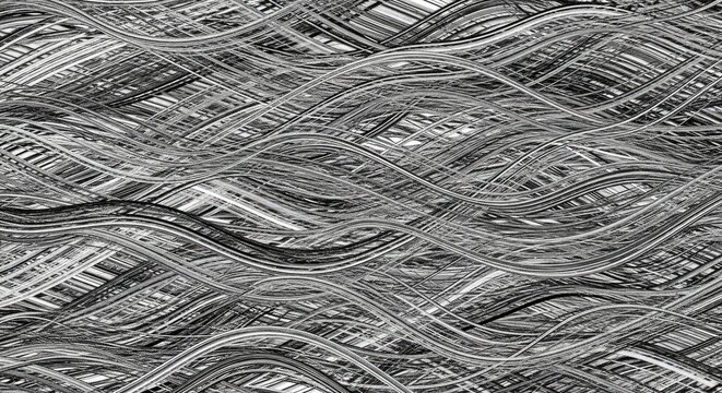 Abstract monochrome wavy pattern with intricate interlocking line textures